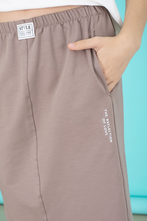 Kahverengi Kız Çocuk Etekli Baskılı Tişörtlü Takım 20507