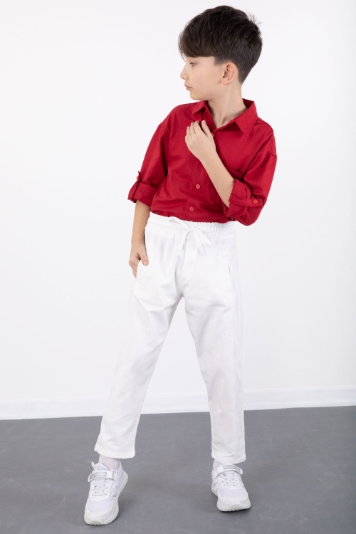 Kırmızı Erkek Çocuk Gömlek Pantolonlu 2li Takım 20434