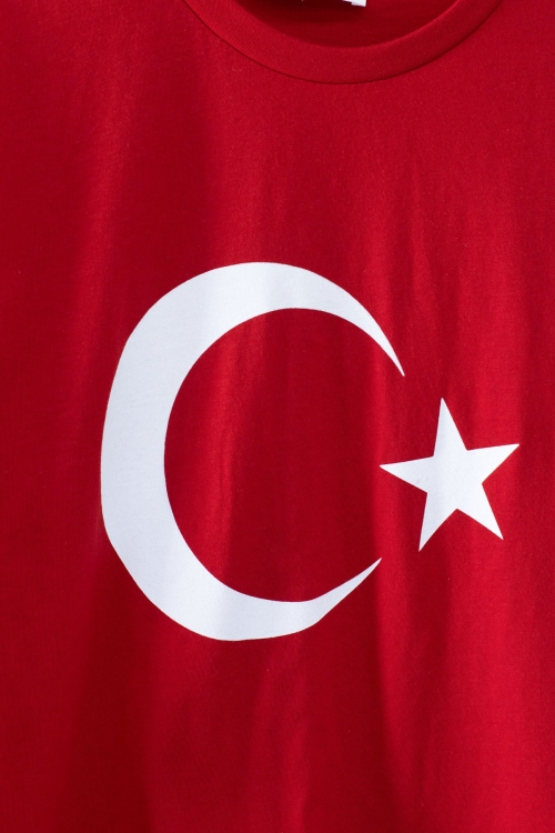 Kırmızı Türk Bayrağı Baskılı Bisiklet Yaka Çocuk T-shirt 20552