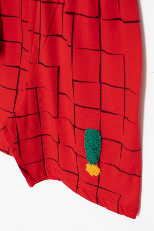 Kırmızı Yazı Nakışlı Kısa Kol Tişörtlü Erkek Çocuk Şortlu Takım 20587