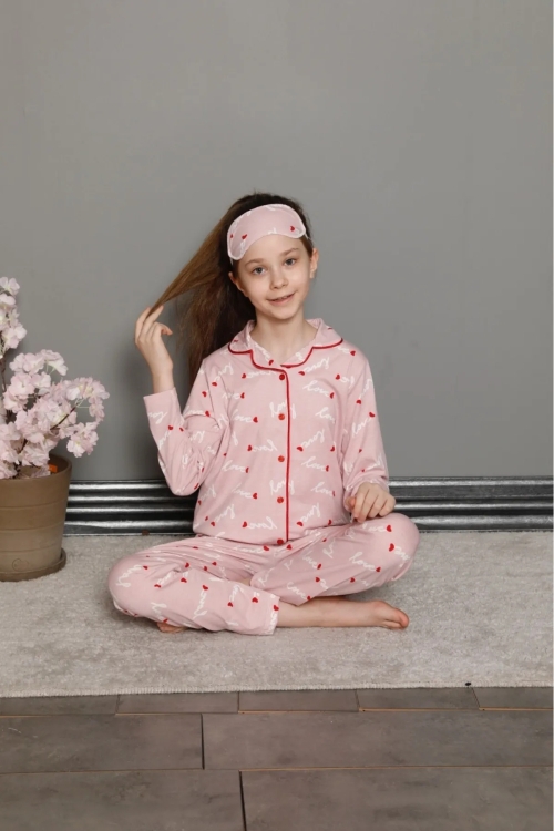 Kız Çocuk Düğmeli Pijama Takımı 13740