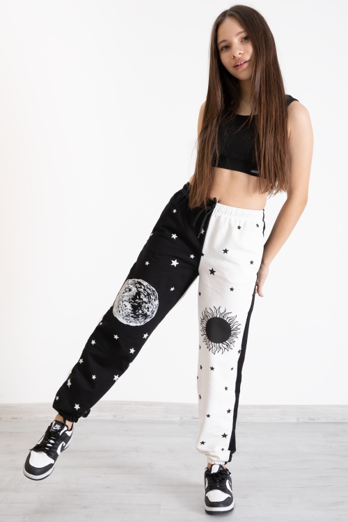 Kız Çocuk Siyah Yıldız Desenli 9-16 Yaş Eşofman Altı 12900