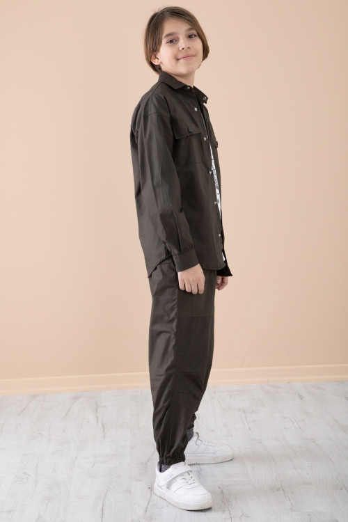 Koyu Haki Erkek Çocuk Gögüs Cepli 3lü Takım 20351