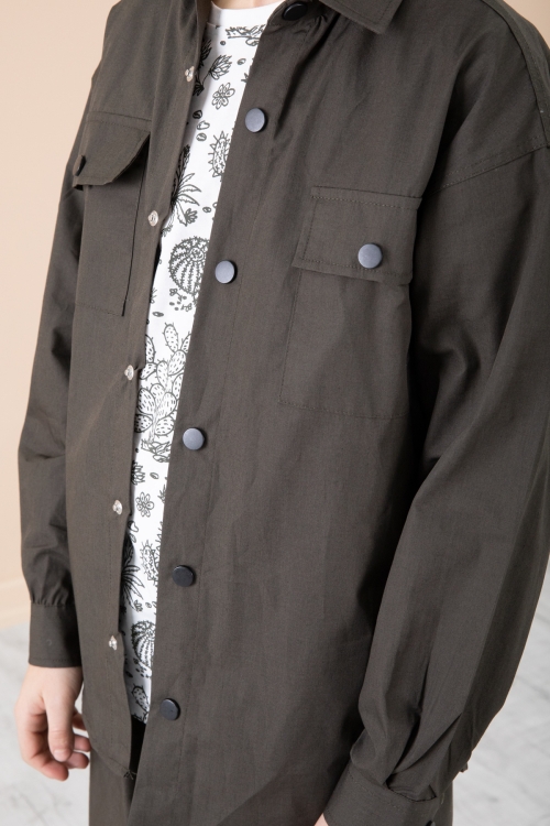 Koyu Haki Erkek Çocuk Gögüs Cepli 3lü Takım 20351