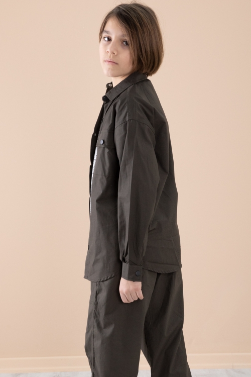 Koyu Haki Erkek Çocuk Gögüs Cepli 3lü Takım 20351