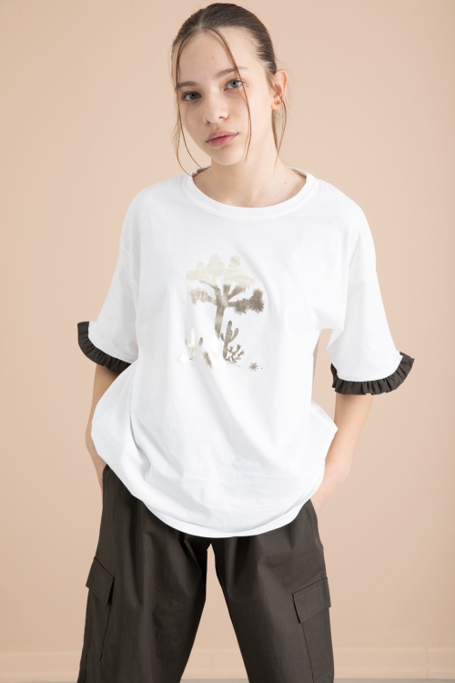 Koyu Haki Kız Çocuk Tişört ve Kargo Cepli Pantolonlu 2li Takım 20397