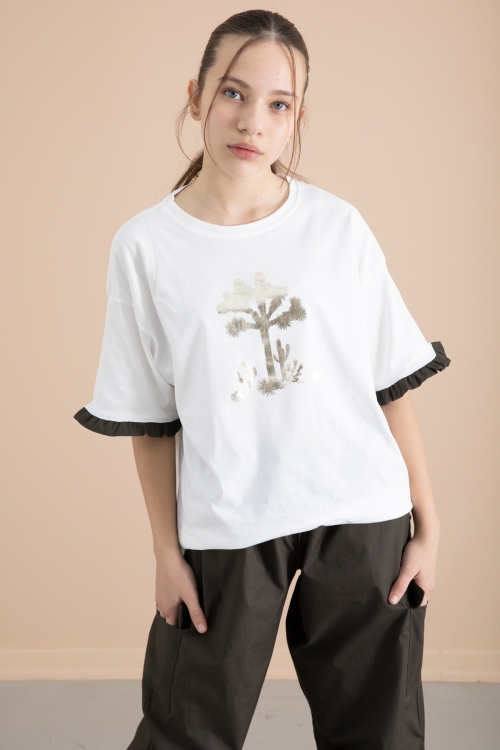 Koyu Haki Kız Çocuk Tişört ve Kargo Cepli Pantolonlu 2li Takım 20397