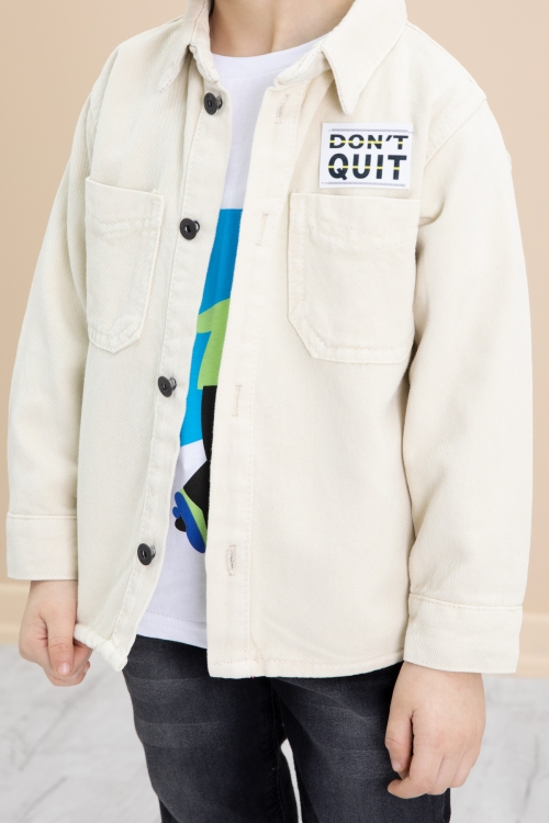 Krem Armalı Jean Gömlekli Pantolonlu Erkek Çocuk 3lü Takım 20028