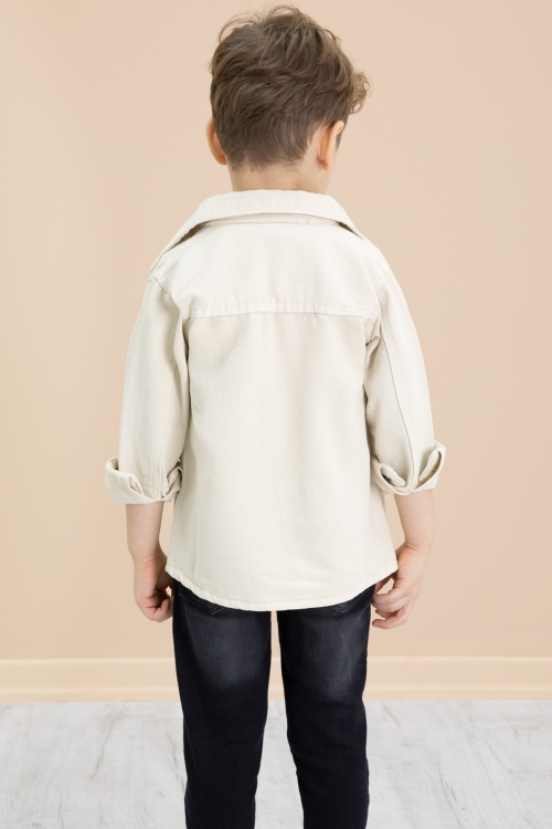 Krem Armalı Jean Gömlekli Pantolonlu Erkek Çocuk 3lü Takım 20028