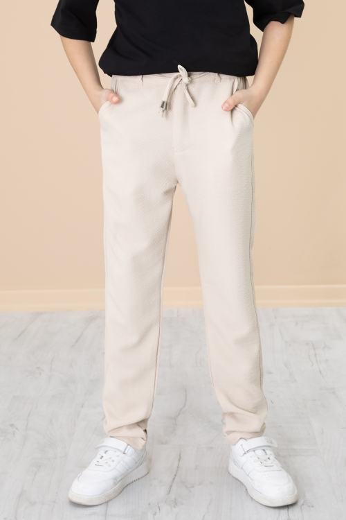 Krem Duble Paça Erkek Çocuk Jogger Kumaş Pantolon 20053