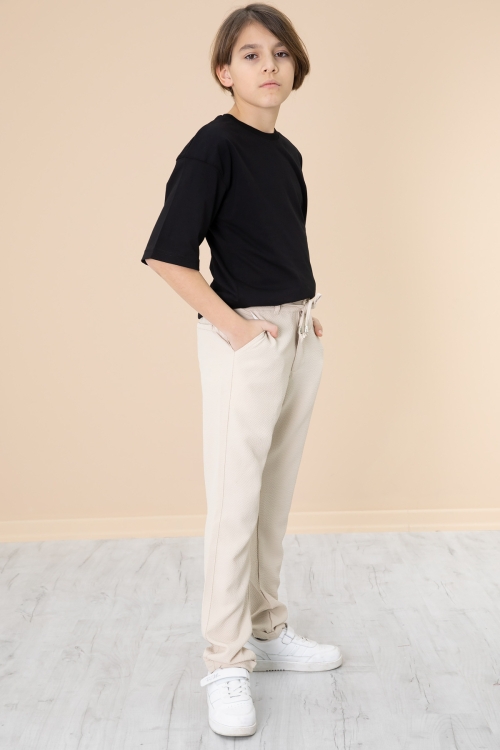 Krem Duble Paça Erkek Çocuk Jogger Kumaş Pantolon 20053