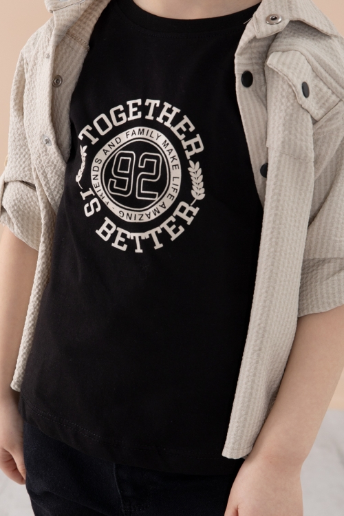 Krem Erkek Çocuk Çıtçıtlı Gömlekli Pantolonlu 3lü Alt Üst Takım 20266