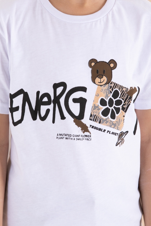 Krem Göğüs Cepli Gömlekli Jean Pantolonlu Erkek Çocuk 3lü Takım 19966