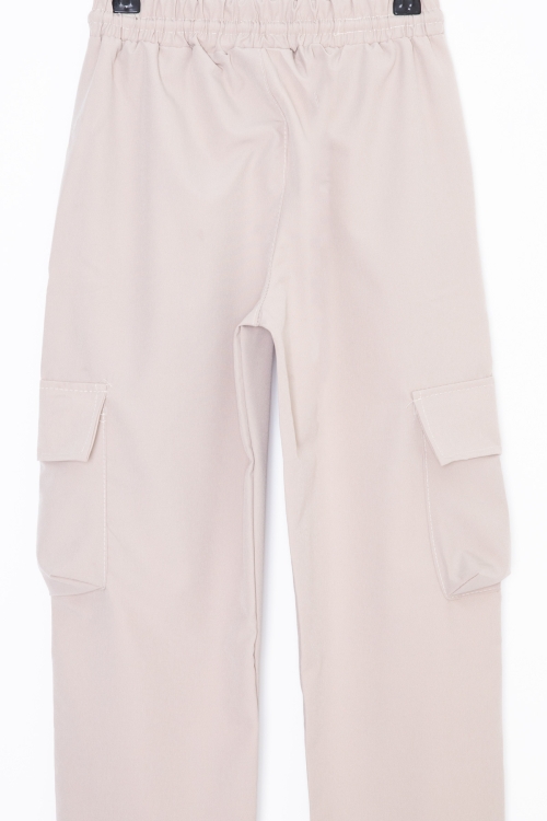 Krem Kargo Cepli Erkek Çocuk Paraşüt Pantolon 20212