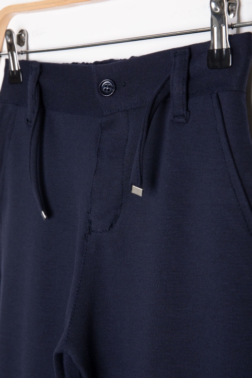 Lacivert Beli Lastikli Duble Paça Erkek Çocuk Jogger Kumaş Pantolon 20520