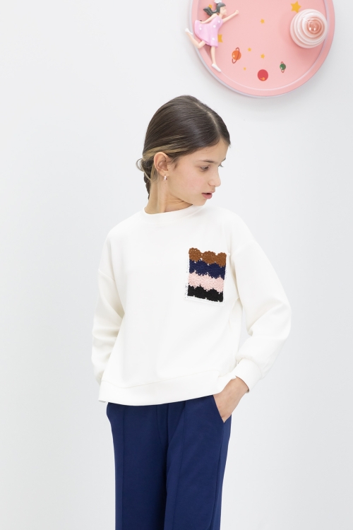 Lacivert Dantel Cepli İspanyol Paça Kız Çocuk Alt Üst Takım 19979