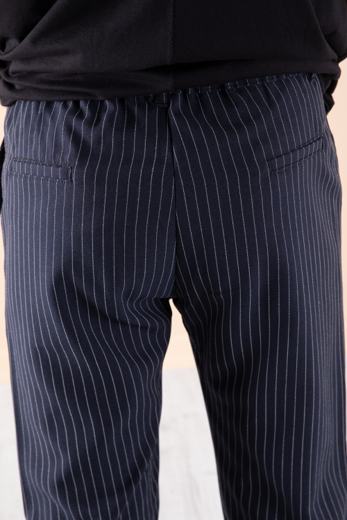 Lacivert Erkek Çocuk Çizgili Duble Paça Jogger Pantolon 20044