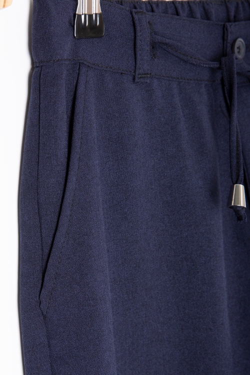 Lacivert Erkek Çocuk Duble Paça Jogger Kumaş Pantolon 20048