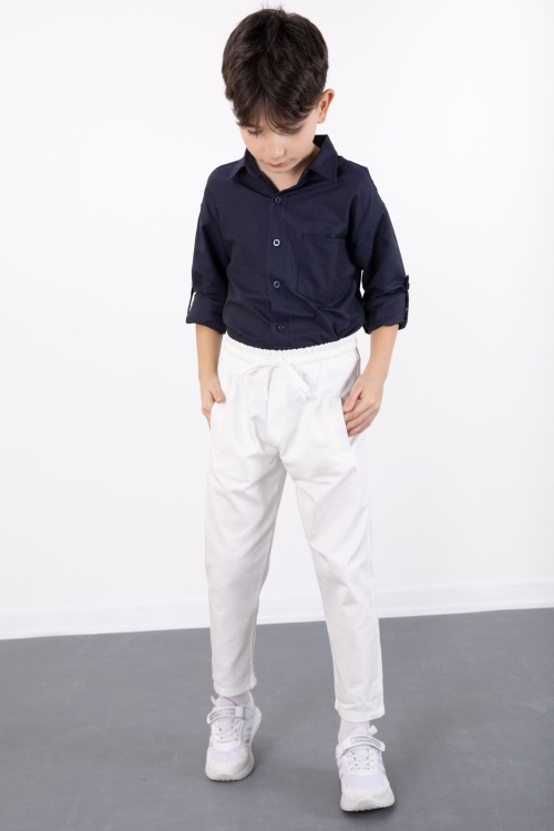 Lacivert Erkek Çocuk Gömlek Pantolonlu 2li Takım 20435