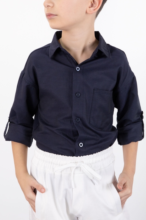 Lacivert Erkek Çocuk Gömlek Pantolonlu 2li Takım 20435