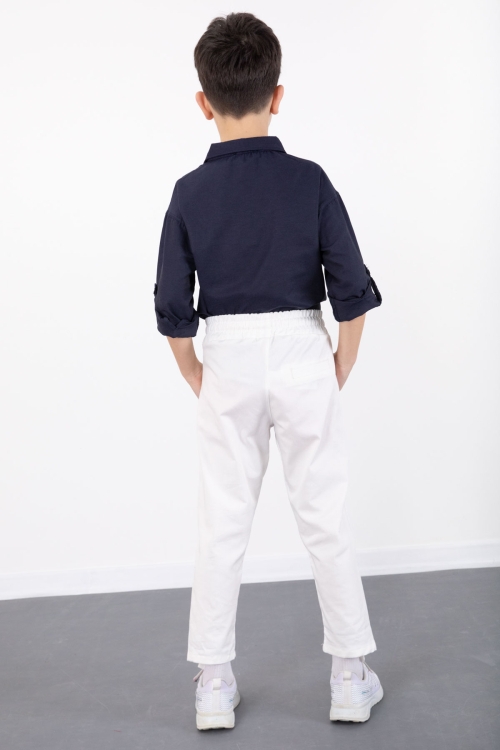 Lacivert Erkek Çocuk Gömlek Pantolonlu 2li Takım 20435