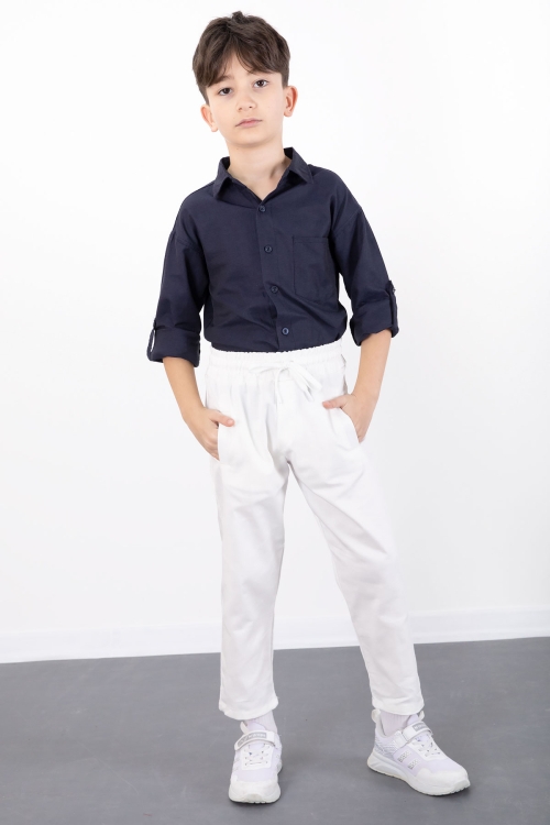 Lacivert Erkek Çocuk Gömlek Pantolonlu 2li Takım 20435