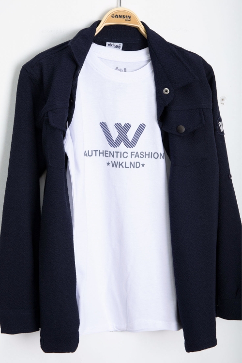 Lacivert Erkek Çocuk Jogger Gömlekli Tişörtlü 2li Takım 20403