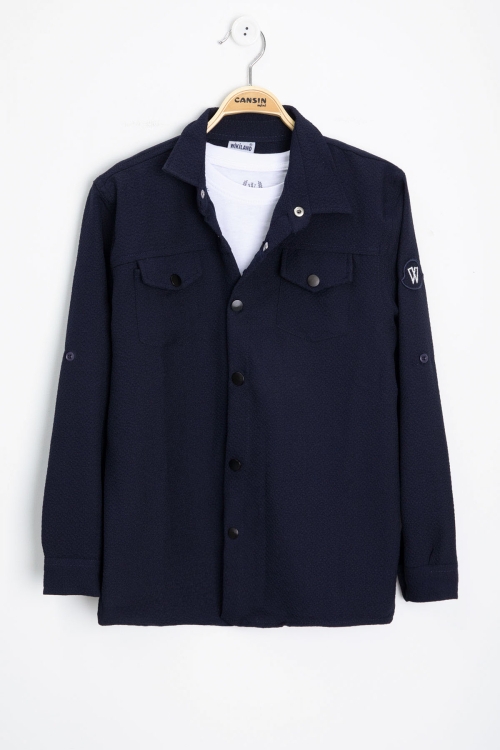 Lacivert Erkek Çocuk Jogger Gömlekli Tişörtlü 2li Takım 20403