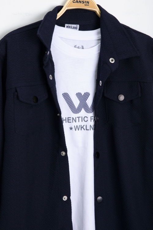 Lacivert Erkek Çocuk Jogger Gömlekli Tişörtlü 2li Takım 20403