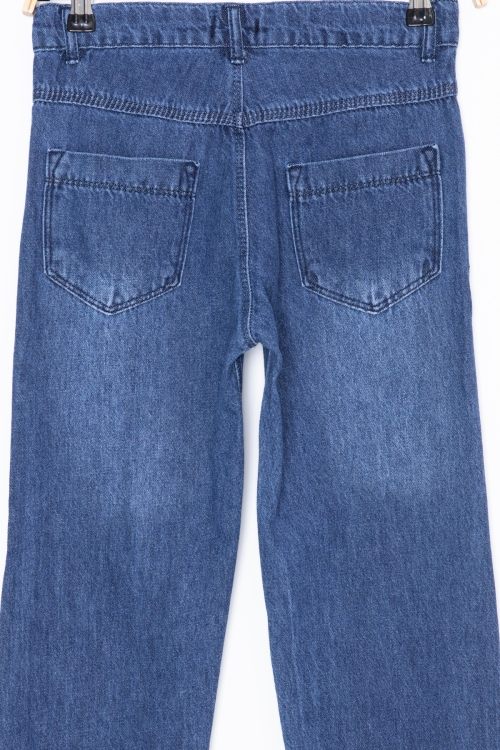 Lacivert Eskitmeli Dar Paça Ayarlanabilir Bel Erkek Çocuk Jean Pantolon 20060