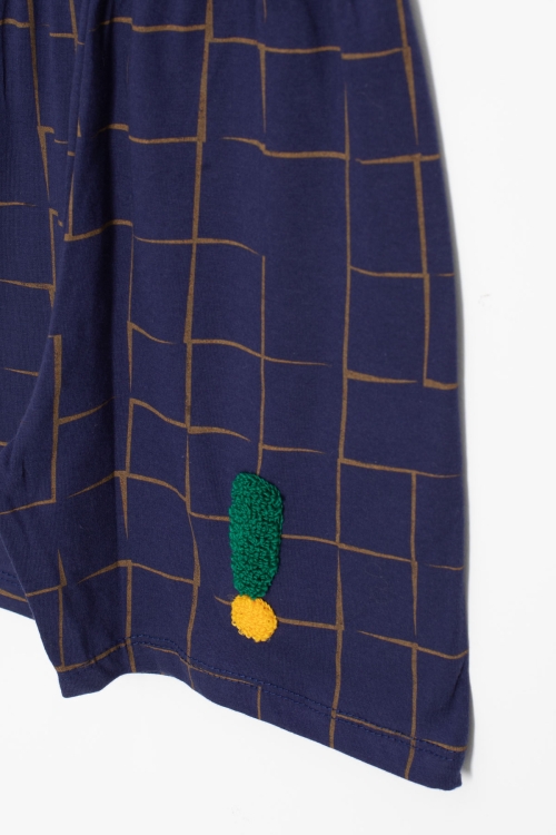 Lacivert Yazı Nakışlı Kısa Kol Tişörtlü Erkek Çocuk Şortlu Takım 20592