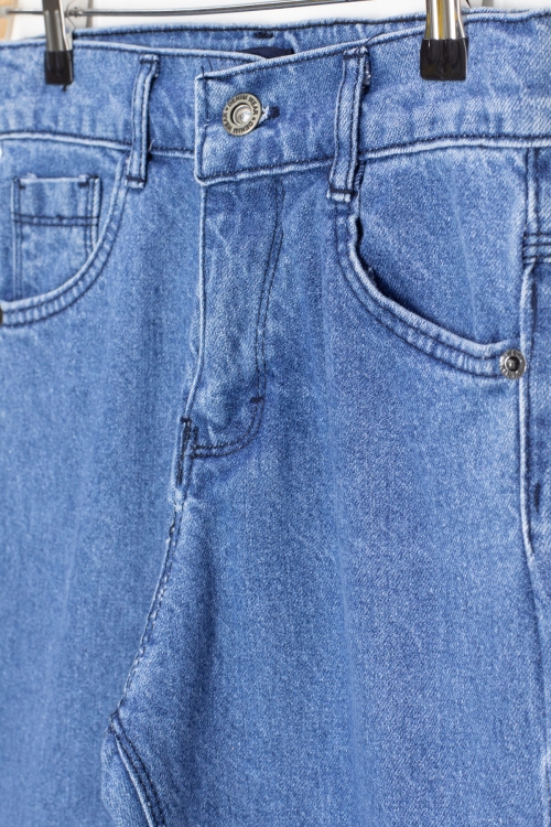 Mavi Arkası Yazı Baskılı Dar Paça Erkek Çocuk Jean Pantolon 20420