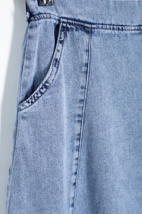 Mavi Beli Lastikli Uzun Kesim Kız Çocuk Jean Etek 20558