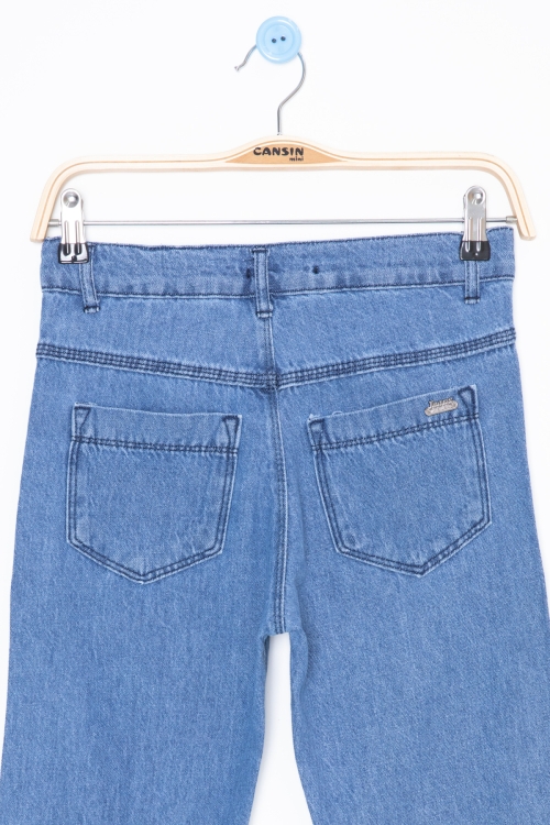 Mavi Dar Paça Ayarlanabilir Bel Erkek Çocuk Jean Pantolon 20059