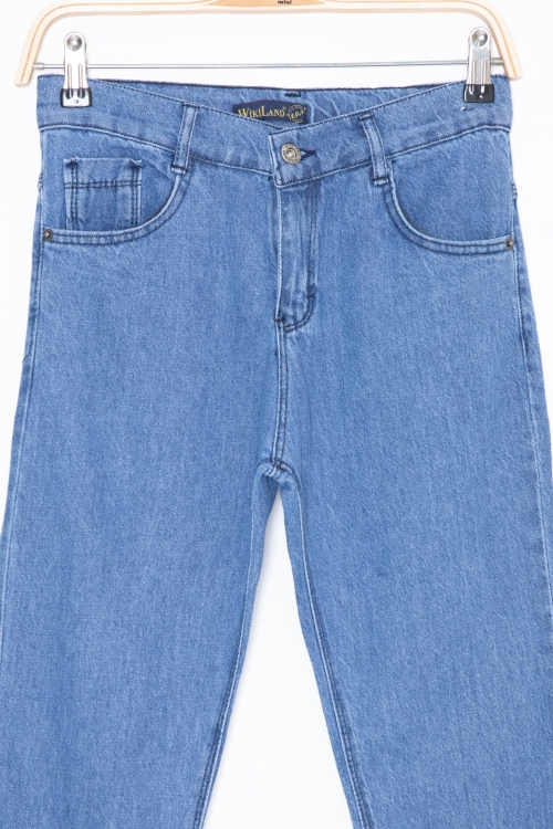 Mavi Dar Paça Ayarlanabilir Bel Erkek Çocuk Jean Pantolon 20059