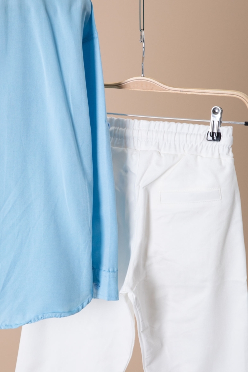 Mavi Erkek Çocuk Gömlek Pantolonlu 2li Takım 20436