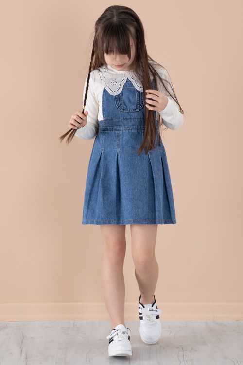 Mavi Jean Salopetli ve Dantel Badili Kız Çocuk 2li Takım 20305