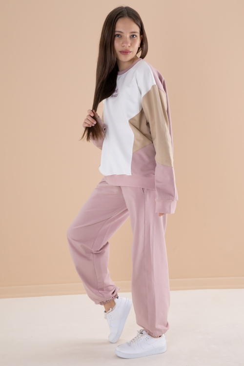 Pembe Angels Yazılı Bisiklet Yaka Kız Çocuk Eşofman Takımı 19974