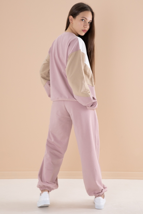 Pembe Angels Yazılı Bisiklet Yaka Kız Çocuk Eşofman Takımı 19974