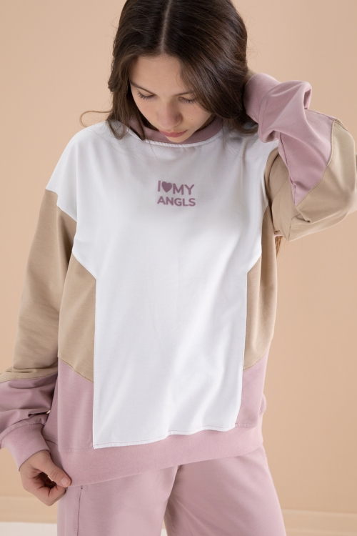 Pembe Angels Yazılı Bisiklet Yaka Kız Çocuk Eşofman Takımı 19974