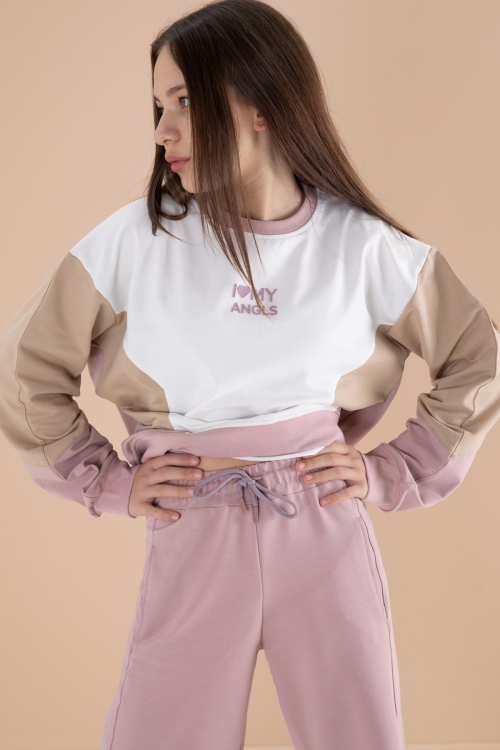 Pembe Angels Yazılı Bisiklet Yaka Kız Çocuk Eşofman Takımı 19974