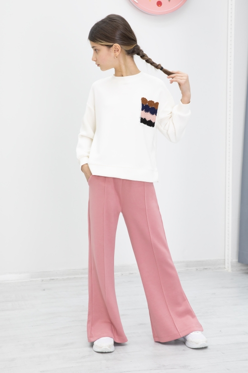 Pembe Dantel Cepli İspanyol Paça Kız Çocuk Alt Üst Takım 19978