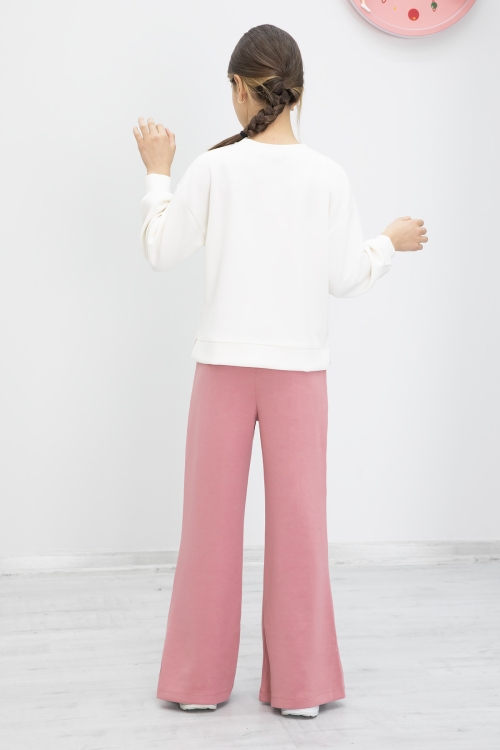 Pembe Dantel Cepli İspanyol Paça Kız Çocuk Alt Üst Takım 19978