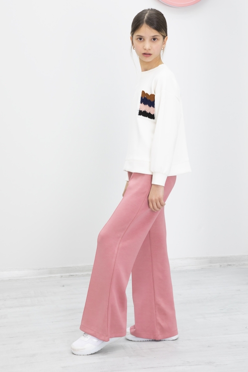 Pembe Dantel Cepli İspanyol Paça Kız Çocuk Alt Üst Takım 19978