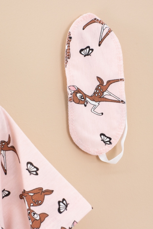 Pembe Geyik Desenli Kısa Kol Kız Çocuk Göz Bantlı Pijama Takımı 20568