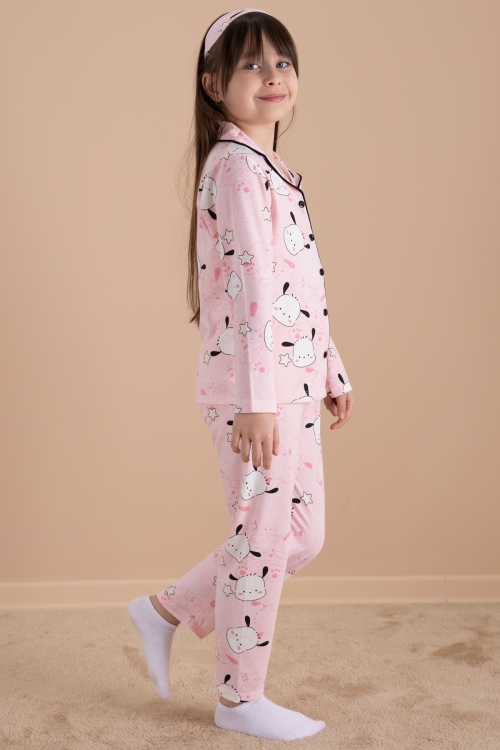 Pembe Happy Yazı Baskılı Kız Çocuk Pijama Takımı 20122