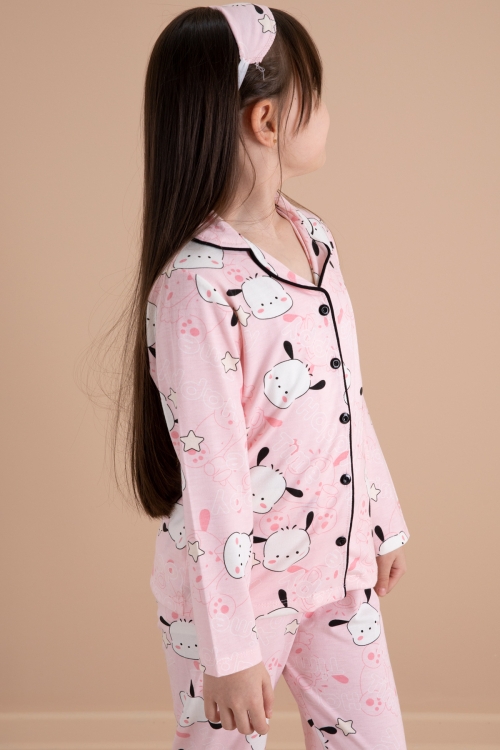 Pembe Happy Yazı Baskılı Kız Çocuk Pijama Takımı 20122