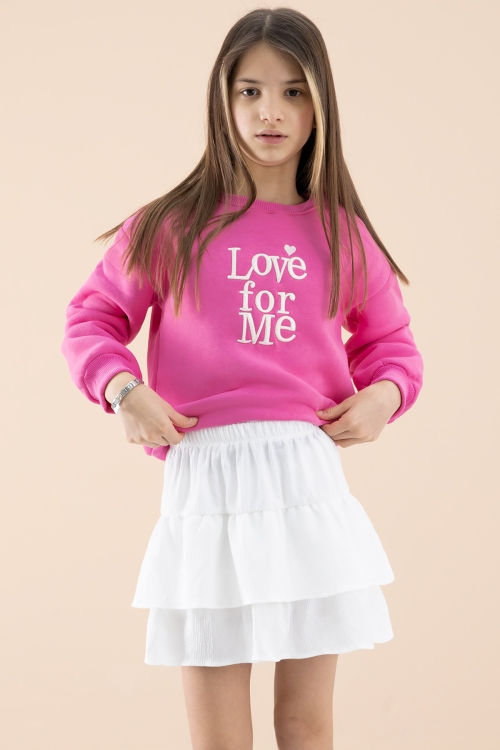 Pembe Şardonlu Kız Çocuk Etekli Takım 20250