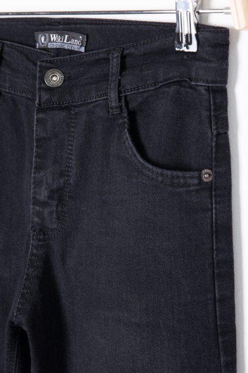 Siyah Arkası Yazı Baskılı Dar Paça Erkek Çocuk Jean Pantolon 20419