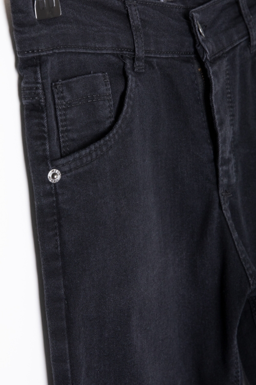 Siyah Arkası Yazı Baskılı Dar Paça Erkek Çocuk Jean Pantolon 20419